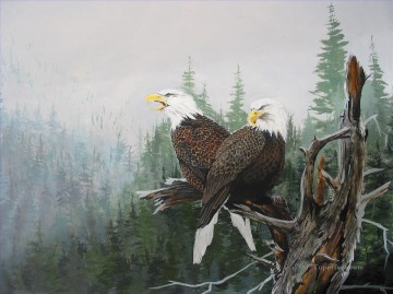動物 Painting - 森の鳥の上のワシ